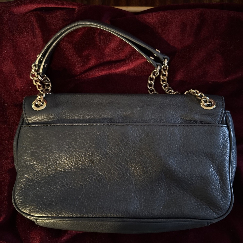 MICHAEL KORS FULTON Bag SMALL SHOULDER FLAP PURSE Black Pebbled Leather - Picture 4 of 10